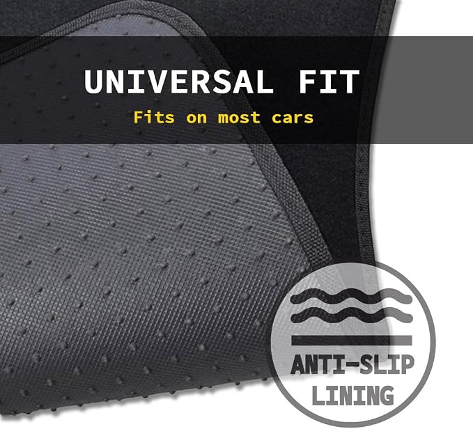 CarsCover Premium Vehicle Mats 4-Piece with Vinyl Heel Pad, Black Carpet Driver Passenger and Rear Floor Mats