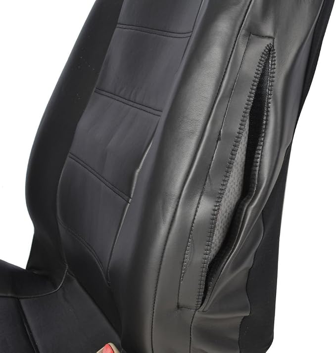 carXS Black Leather Car Seat Covers Front Seats Only, 4-Piece Faux Leather Seat Covers for Cars, Includes Front Seat Covers, Automotive Seat Covers for Trucks SUV