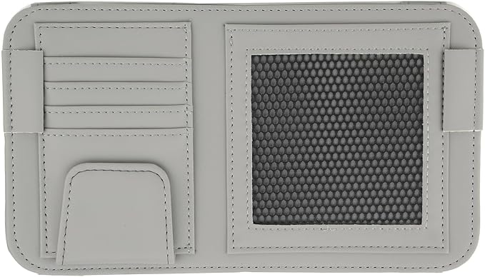 Leather Sun Visor Organizer for Truck, Sunglasses Holder, Cards Sleeve Pockets Organizer, Visor Document Holder for Registration License, Drving License, Insurance, Cards, Pen, Key