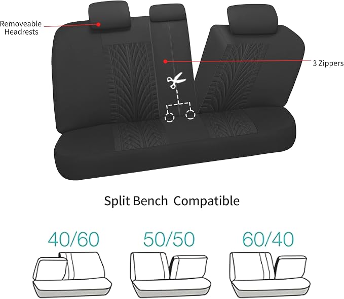 Pariitadin Car Seat Covers Full Set, Washable and Breathable Premium Cloth Automotive Vehicle Seat Cover for Car Interior, Universal Fit for Most Cars, Sedan, Truck, SUV(Black)