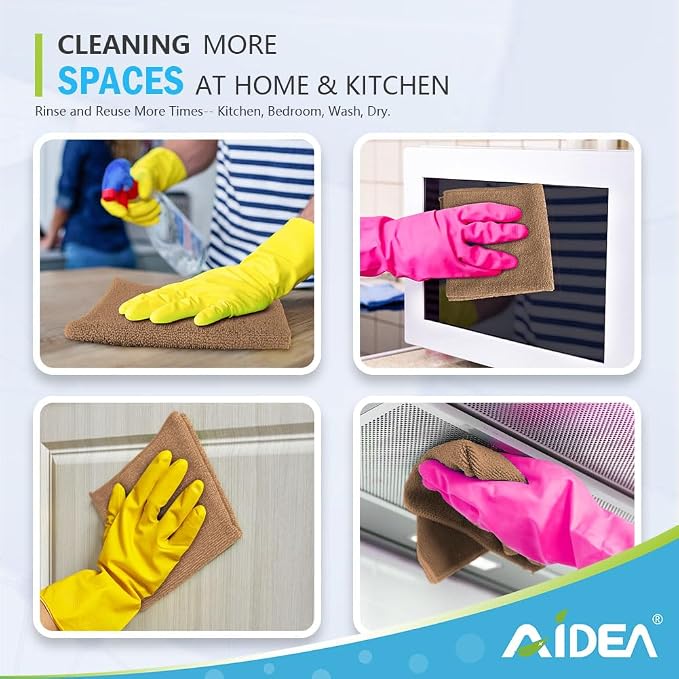 AIDEA Brown Microfiber Cleaning Cloth-12PK, Cleaning Rags 12"x12" Absorbent | Microfiber Towels for Cars Lint Free, Reusable Microfiber Rags, Kitchen Towel Dusting Cloth, Dish Rags for Home/Window