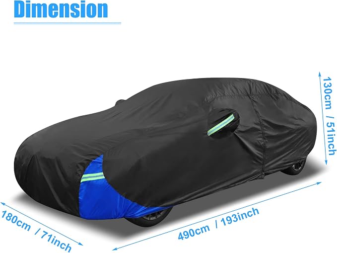X AUTOHAUX 3XL Car Cover Waterproof Snowproof All Weather for Car Outdoor Full Car Cover Rain Sun Protection Universal Fit for Sedan 186"-193" | Outdoor Full Car Cover Rain Sun Protection Universal Fit for Sedan