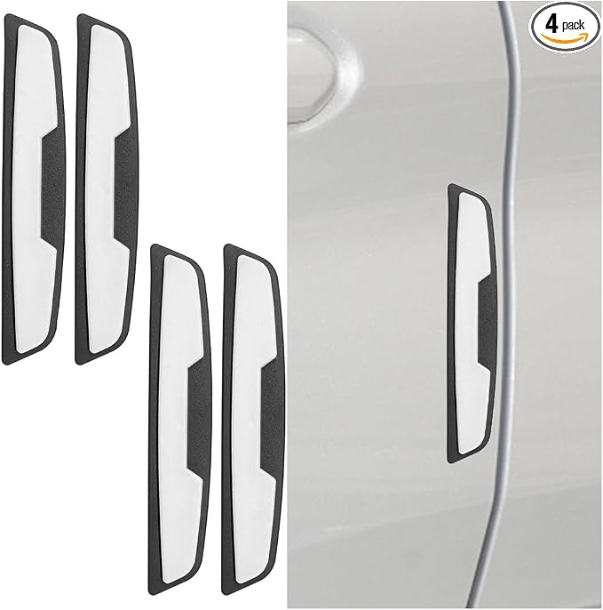Craedli 4PCS Car Door Edge Guards Protector, Anti-Scratch Car Door Self Adhesive Anti-Collision Trim Strip Auto Side Door Protector, Universal Auto Body Bumper Guard for Cars SUV Truck(Black&White)