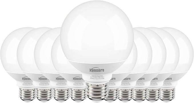 Honesorn Bathroom Light Bulbs 10 Pack, 60 Watt Equivalent, 2700K Warm White Globe Light Bulbs for Vanity Mirror, G25 LED Bulb E26 Base, Round Light Bulb CRI85+, 500LM, 120V, Non-dimmable, 10 Pack