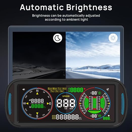 GPS Speedometer HUD Display for Car, F6 Car Intelligent 6.8" IPS LCD Screen with MPH/KM/H, Auto Brightness, Speed Alarm, Compass & Fatigue Reminder, Plug & Play Dashboard Display