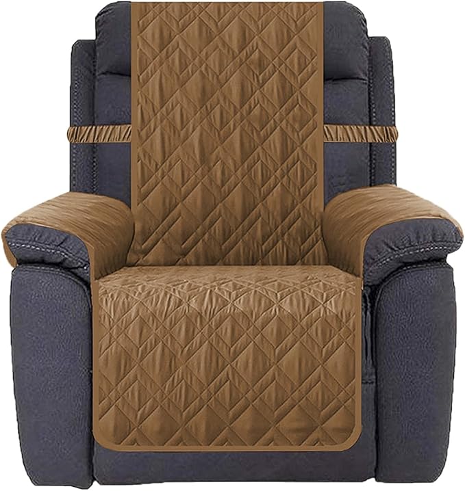 Ameritex Waterproof Nonslip Recliner Cover Stay in Place, Dog Chair Cover Furniture Protector, Ideal Recliner Slipcovers for Pets and Kids (Camel, 30")