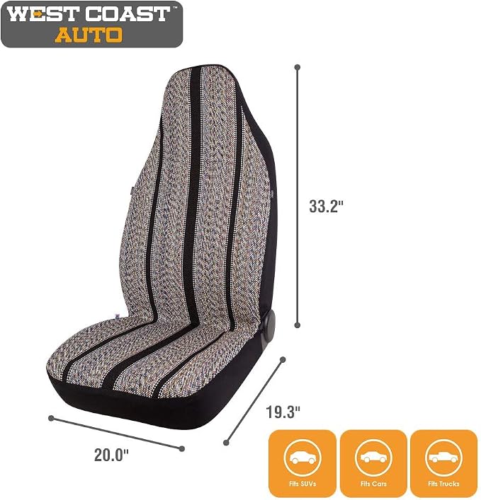 West Coast Auto Baja Blanket Bucket Seat Cover for Car, Truck, Van, SUV - Airbag Compatible (2PCS Black)