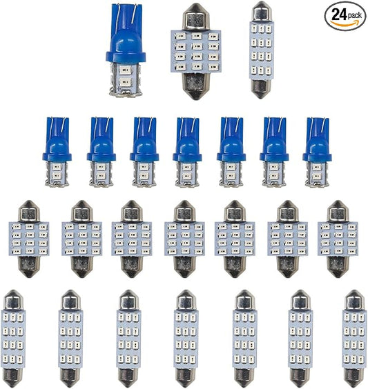 JOYCOURT 24PCS Car Interior LED Bulb, Dome Light LED Car Interior Replacement Bulb Kit Set T10 31 mm 41 mm for Vehicle Interior, Indoor Map Dome Lights, License Lights, Trunk Light, Etc.