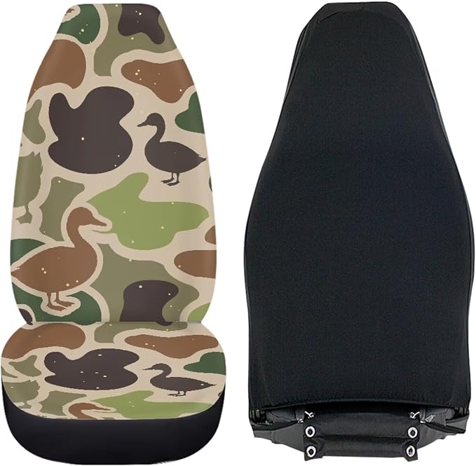 Duck Camo Car Seat Covers 2 Pcs Automobile Front Seat Covers Breathable Protection Interior Accessories Anti-Slip Back Fabric Compatible with Most Cars,SUV,Sedan
