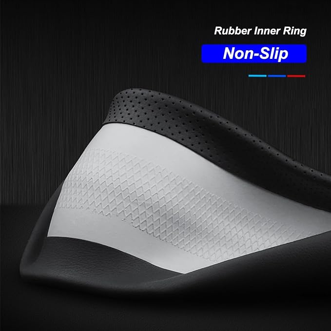 Leather Steering Wheel Cover for Mazda CX5/CX-5 CX50/CX-50 CX3/CX-3 CX30/CX-30 CX9/CX-9 Mazda 3 5 6 MX-5 Miata CX-7 RX-8 GS GT Sport Car Accessories, 2026 Black 14.5-15 inch