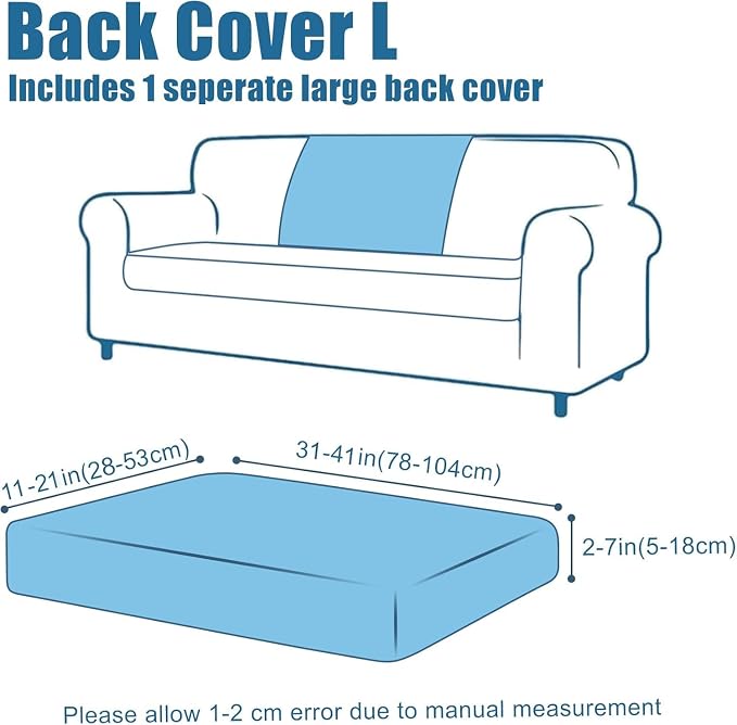 Smiry Waterproof Couch Cushion Covers, Stretch Jacquard Thick Sofa Cushion Covers, Washable Seat Slipcover Elastic Furniture Protector for Pets, Kid (Back Cover L, Navy)