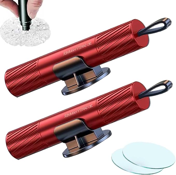 Car Window Breaker Tool,Car Window Breaker,Safe Hammer Car Window Breaker,Car Window Breaker and Seatbelt Cutter,Car Underwater Window Breaker,Car Hammer Seatbelt Cutter Window Breaker (Red+Red)