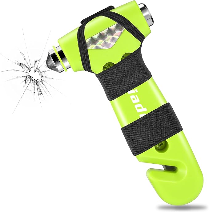Car Safety Hammer, 2 Pack Automotive Escape Tool with Car Window Breaker and Seatbelt Cutter, Glass Breaker Car Essentials Emergency Escape Tool for Women（Pink+Green）