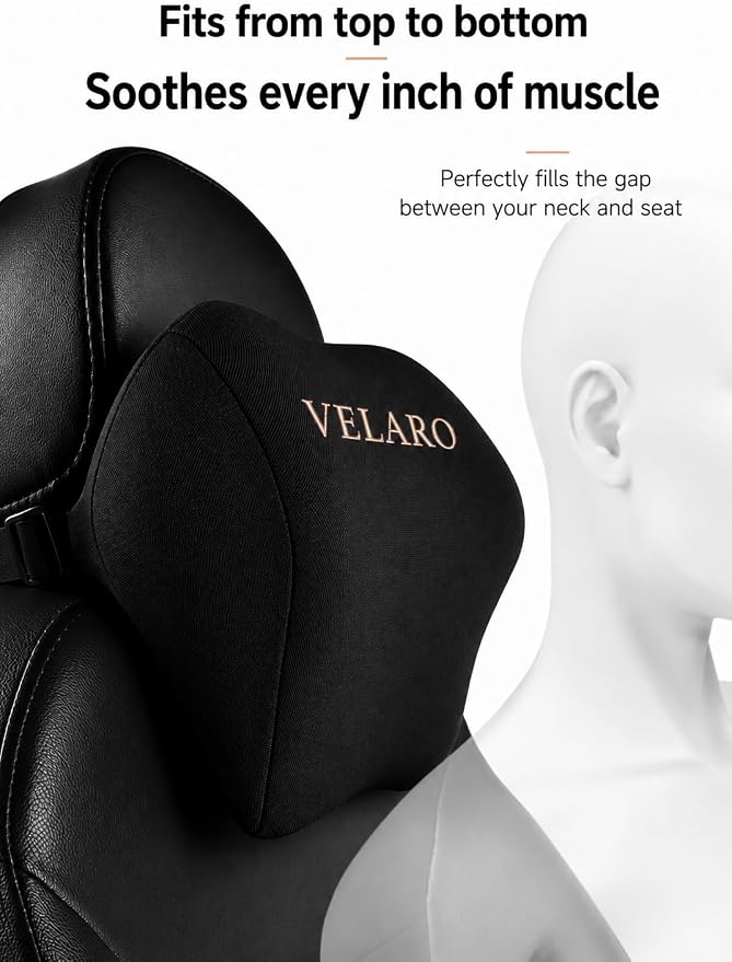 Car Neck Pillow for Driving- Breathable Full Mesh Memory Foam Headrest Cushion -Ergonomic Cervical Support for Long Drives - Black