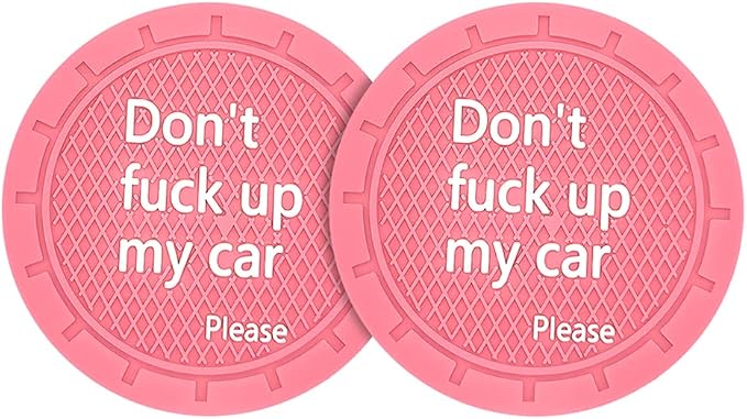 8sanlione 2 Pack Car Cup Holder Coasters, 2.75 Inch Non-Slip PVC Insert Cup Coaster, Anti-Scratch Auto Cup Mats for Women Men, Vehicle Interior Accessories Universal for Car, SUV, Truck (D Pink/2PCS)