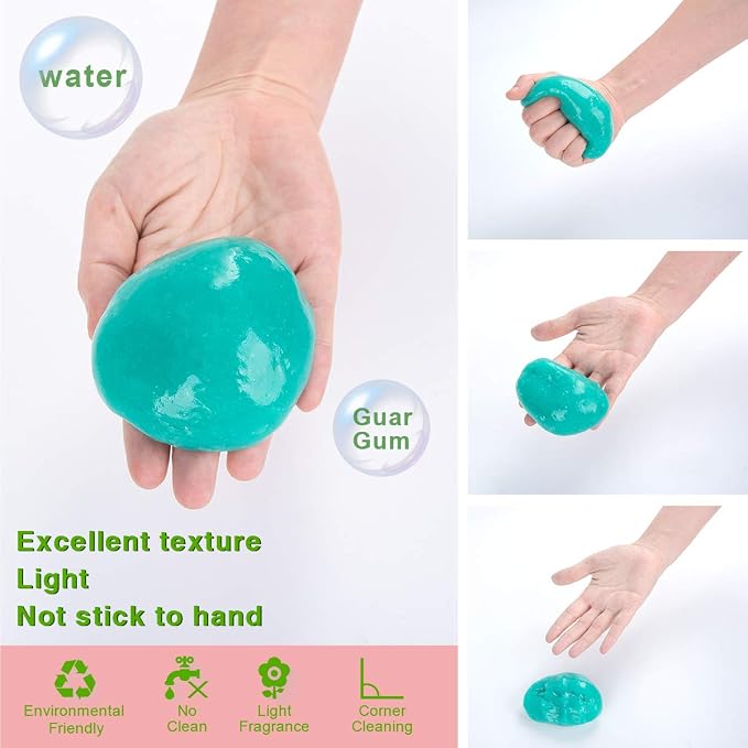 ASFSKY Car Cleaning Gel for Car Detailing Car Cleaning Gel Putty Reusable Keyboard Cleaner Gel Car Putty for Cleaning Dust Universal Cleaning Gel 5 Pack(Green)