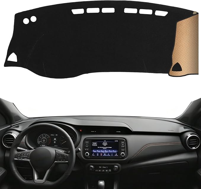 Dash Cover, Anti-Glare, Sun Protection, Dustproof, UV-Proof, Dashboard Covers, Interior Car Accessorie Fit for 2017 2018 2019 2020-2023 Ni-ssan Kicks (Fits Vehicle Without HUD Models), Black