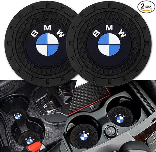 BMW Car Cup Holder Coaster Universal Non-Slip Insert Coaster Car Interior Accessories, Black, 2PCS, Silicone