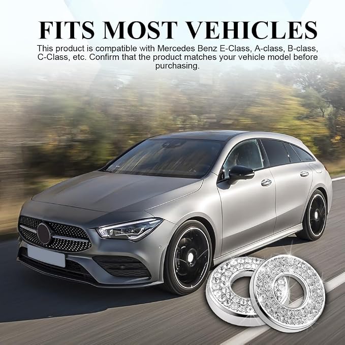 4PCS Bling Car Inner Door Lock Covers, Bling Car Accessories, Crystal Auto Decals for Women Girls, Sparkly Rhinestones Auto Door Bolt Decorations Compatible with B-e-n-z A/B/C/D/E Class