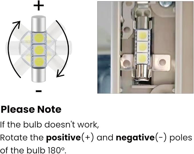 28mm Sun Visor Vanity Mirror Lights 6614F 29mm LED Car Bulb 6000k White Lights 6612F 6641 Fuse Type Bulbs, DC 12V 3SMD 5050 Chips, Pack of 6