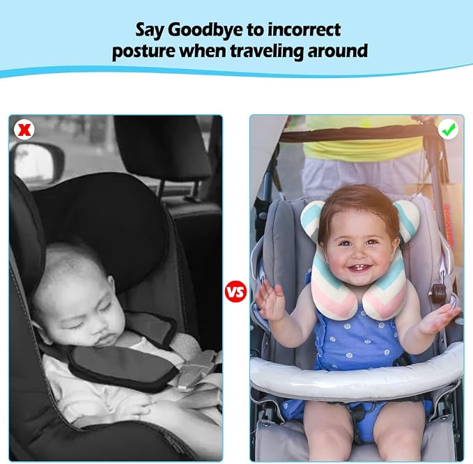 KAKIBLIN Baby Travel Pillow, Upgraded Baby Neck Pillows for Car Seat, Infant Neck Support Pillow for Head and Neck,Newborn Head Support for Car Seat,Pushchair