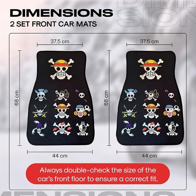 Anime Car Carpet Mat Set of 2 Front, Black Op Design Automotive Accessories Interior All Weather Floor Mats Decor with Non Slip Black Anti Skid Backing