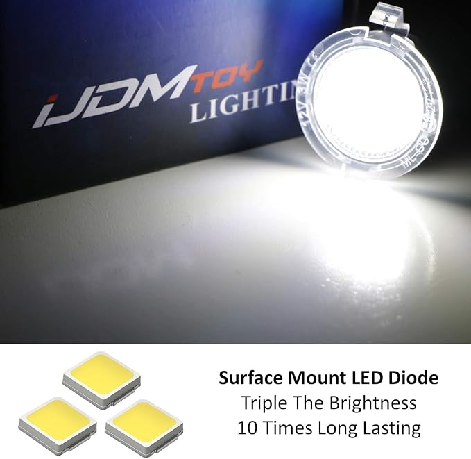 iJDMTOY Xenon White 18-SMD Full LED Under Side Mirror Puddle Lights Compatible With Toyota 2007-2021 Tundra Sequoia