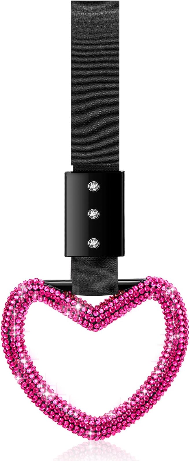 Fabbay Bling Car Accessories Bling Heart Handle Ring Car Accessory for Women Hearts Hand Strap Drift Charm Rear Bumper Warning Ring Decor for Auto Interior Exterior Decoration(Hot Pink,Heart Style)