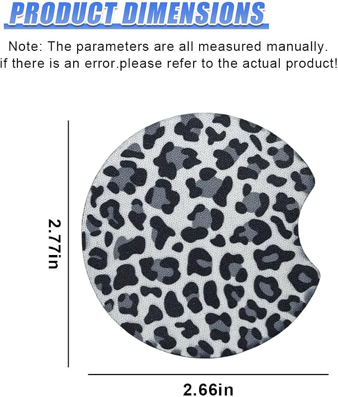 2PCS Leopard Print Car Cup Holder Coasters, 2.77'' Non-Slip & Shockproof Automotive Interior Drink Cup Mat, Universal Vehicle Insert Coaster Decoration Accessories for Women Girl (No.1)