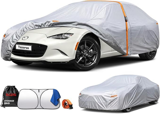 Car Cover Waterproof All-Weather,Outdoor Full Exterior Coupe Covers (Length up to 165 inch) Custom Fit for Mazda Miata MX 5,Honda S2000,BMW Z3,Audi TT,TTS,etc,Size C1(See Size Chart)