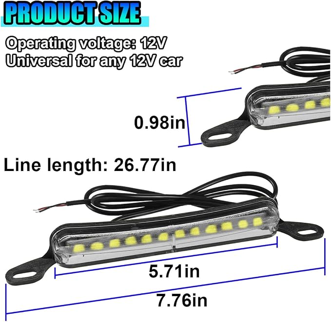 ZIMISI Car LED License Plate Light, 12V DC High Bright Tag Lights for License Plate, Waterproof LED Light Tag Lamp for Running/Reverse/Tail Light, Fits ATV, Trailer, UTV, Truck, Boat (White)