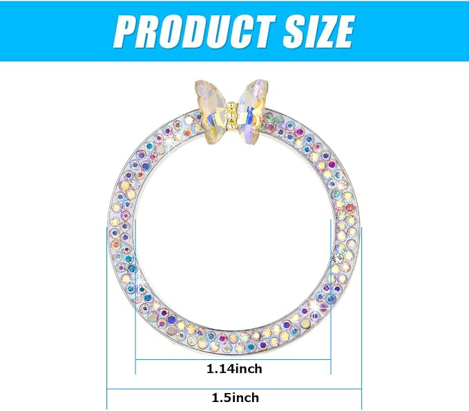 2PCS Bling Car Engine Start Stop Decoration Ring, Crystal Rhinestone Auto Push Start Button Ignition Ring Sticker, Vehicle Decor Accessories for Women Girls, Universal for Vehicles (AB Color)