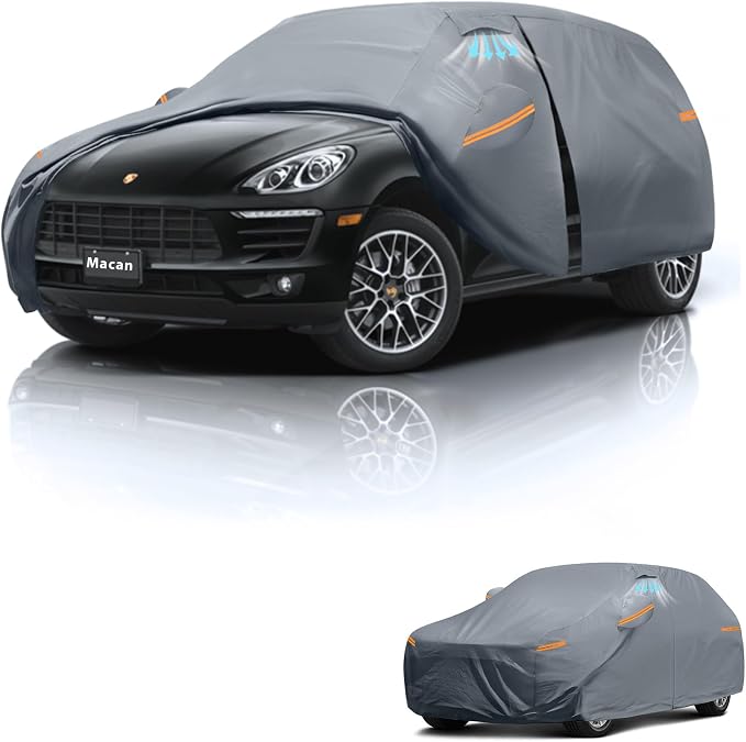Waterproof Porsche Macan(2014-2026) Car Cover with Breathable Vents, [Upgrade] Premium Covers with Cotton Liner and Zipper Door,Sun Rain Snow Dust Uv Protection.(Gift with Towel)