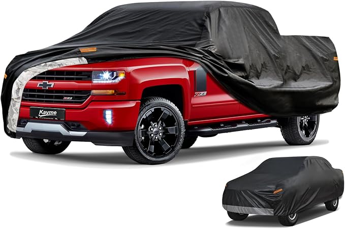 Kayme Truck Cover Waterproof All Weather, Heavy Duty Outdoor Pickup Cover Sun Uv Rain Protection, Universal Fit for Ford F-250, Silverado 1500 2500 3500, Nissan Titan.(Length Up to 248 inch)
