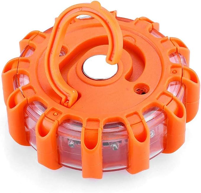 3 Pack LED Road Flares Flashing Warning Light Roadside Flare Emergency Disc Beacon, Magnetic Base for Car or Marine Boat