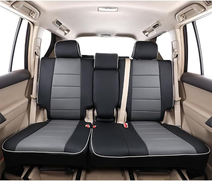 EKR Car Seat Covers Custom Fit for Toyota 4Runner(5 Seats) Full Set | for Toyota 4Runner 2003-2009(Power Front Seats)Full Wrap,Airbag Compatible,Waterproof Pet-resistant,Faux Leather(Black/Gray)