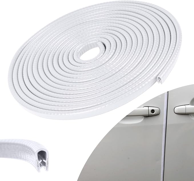 Wuyaoyao 16.4Ft (5M) Car Door Edge Guards, Rubber U Shape Automotive Door Entry Guard Protector Strip, No Glue Required, Universal Vehicle Doors Edge Trim, Exterior Car Accessories (White, 16.4FT)