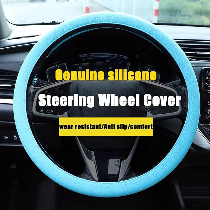 Universal Four Season Thin Silicone Steering Wheel Cover - Anti Slip Wear Resistant Comfortable for Car Purple