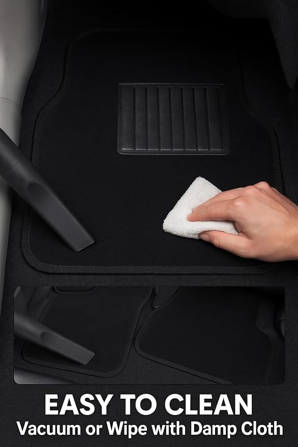 Black Universal Carpet Auto Floor Mats 4 Piece