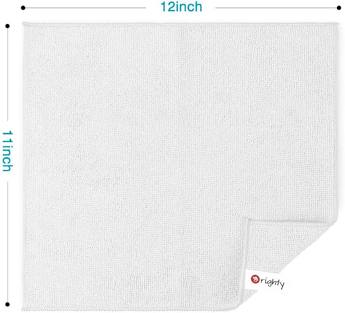 Orighty Microfiber Cleaning Cloth, Cleaning Rags, 12 Pack, 12x11 in, White | Microfiber Towels for Cars, Soft Highly Absorbent Rag, Lint Free Cloths for Car Care, House, Kitchen