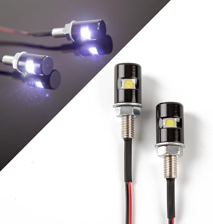 CZC AUTO 2PCS License Plate Light, License Tag Screw Bolt Lamp, 12V White LED Bulb, Waterproof/Rainproof, Black Aluminium Light Holder, Legal for Car Motorcycle Truck RV ATV Bike