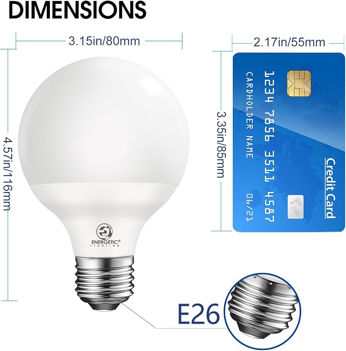 Vanity Globe Light Bulbs G25 LED for Indoor Bathroom Mirror Living Area, 4000K Cool White, Dimmable 600 Lumens, 6W, E26 Base, Round Frosted Classic Ambient Decorative Bulb , ETL Listed, 8-Pack