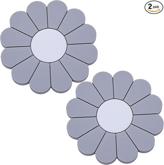 2-Pack Car Cup Holder Coaster Inserts, Daisy Shape, 2.75 Inch Non-Slip Silicone Cup Holder Insert, Universal Non-Slip Cup Holders, Car Accessories Interior for Women and Man (Gray)