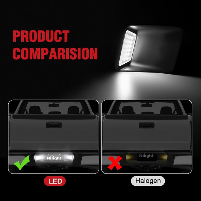 Nilight License Plate Lights Compatible with 2004 2005 2006 2007 2008 2009 2010 2011 2012 Chevy Colorado GMC Canyon with Black housing 6000K White 2PCS Pack