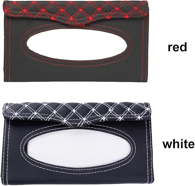 Denpetec Car Tissue Holder, Tissue Box Holder for Car, Universal Paper Towel Napkin Holders Box Tissues Case Cover for Cars Sun Visor, Vehicle PU Napkin Case