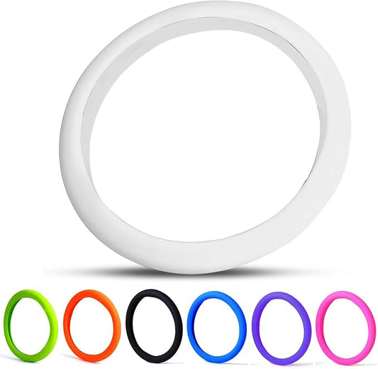 30% Thicker Universal Stretchy Silicone Steering Wheel Cover for 14” 15” 16” Wheels - Anti-Slip Grip & Enhanced Control for Men & Women, All Weather Protection (White)