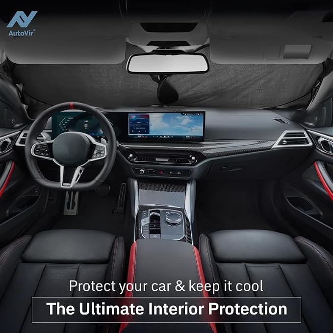 Autovir Windshield Sun Shade, Foldable Car Window Shades, 280T Visor Shade