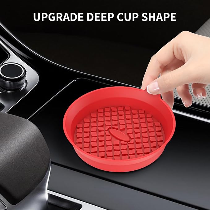 ME.FAN Car Cup Holder Coasters [4 Pack] Silicone Cups Mats, Automotive Universal Non-Slip Recessed Interior Accessories Red