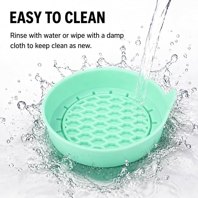 4 Pack Car Cup Holder Coaster, 3.15 Inch Non-Slip Silicone, Green | Cup holder insert, spill proof ,raised lip, honeycomb base, rinse clean, fits most sedans suvs trucks, automotive accessories