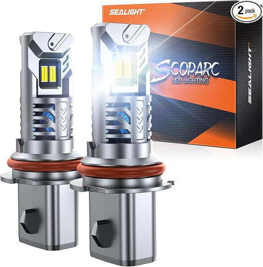 SEALIGHT 9007/HB5 Fog Bulb, 40,000LM Super Brighter,6500K Cool White 9007/HB5 Bulbs or Fog,3 Min Plug and Play Lights Combo, Headlight Eyebrows, Pack of 2
